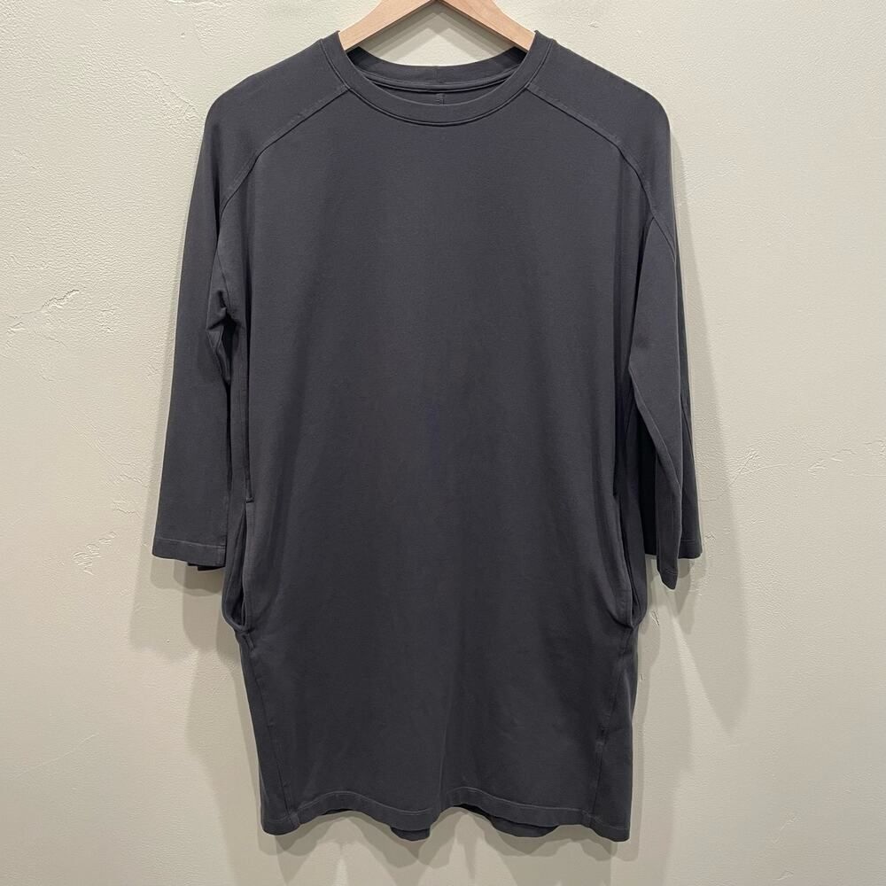 Eileen Fisher Petite Gray Quarter Sleeve Pocket Link Dress - Size: PS